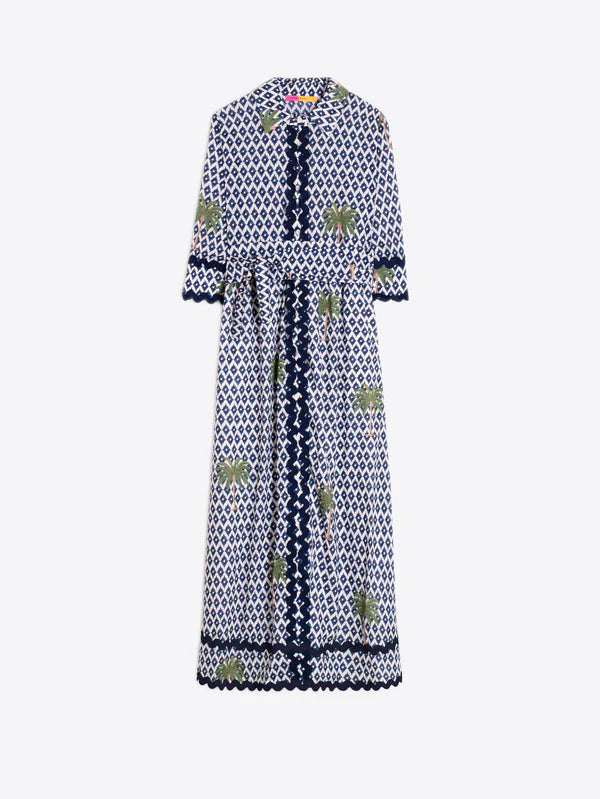 VILAGALLO IKAT DRESS PALM TREES