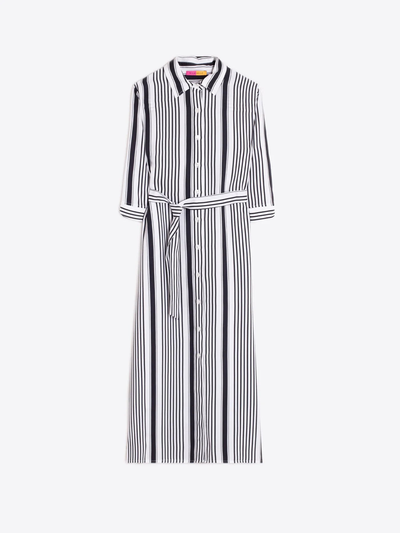 VILAGALLO BLACK STRIPED SHIRT DRESS DOLCE FAR NIENTE