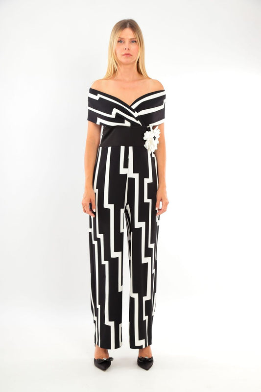 Lizabella BLACK & IVORY jumpsuit 5086