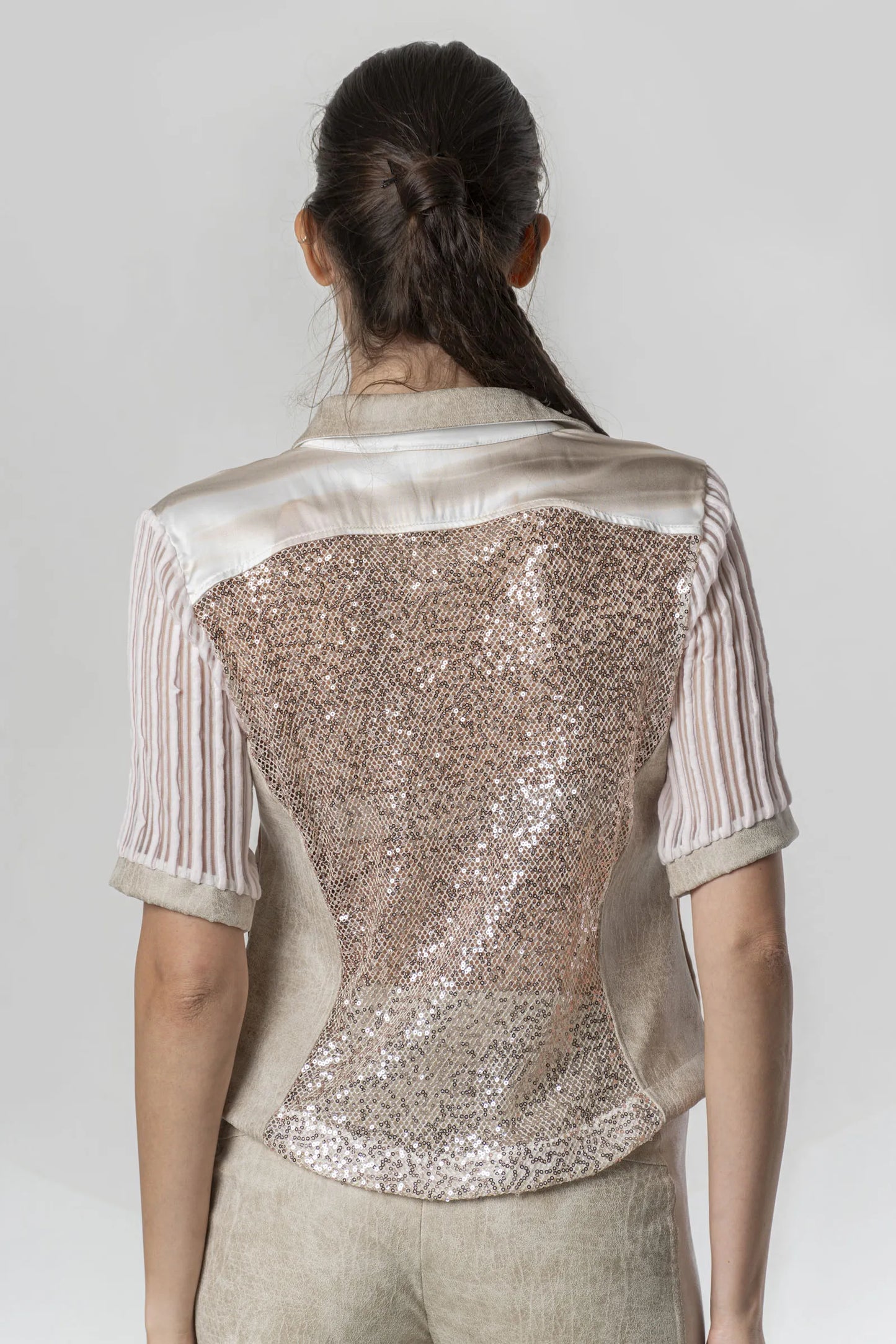 ELISA CAVALETTI Pinkish beige shirt with lotus flower print