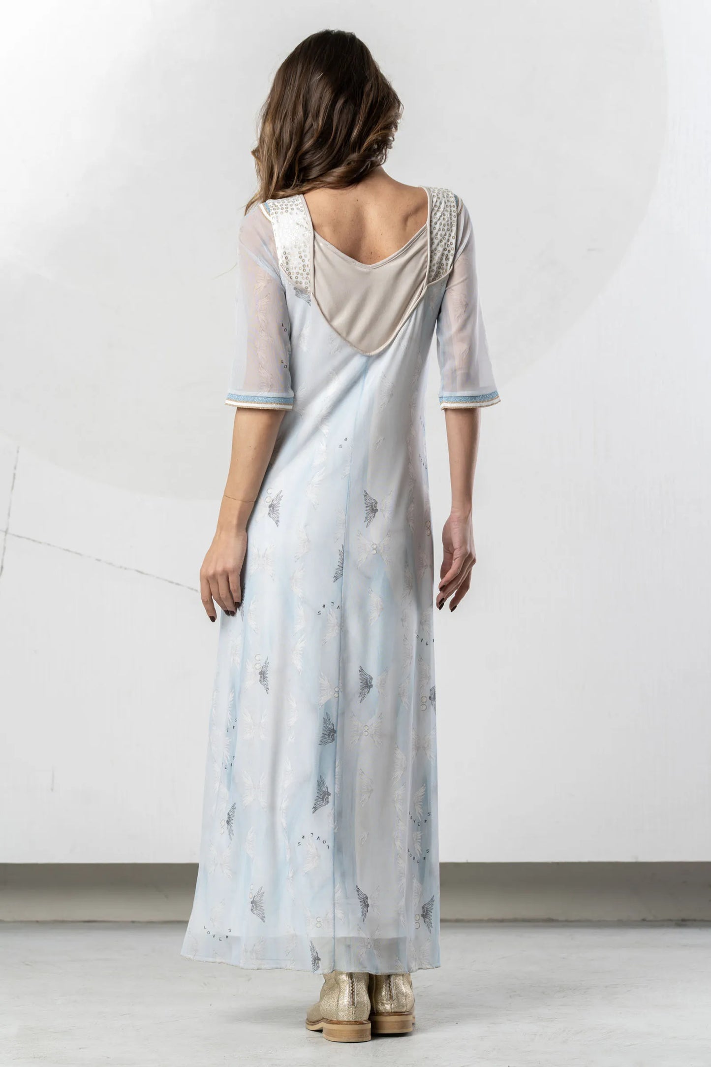 ELISA CAVALETTI Light blue long dress with sequins SKU: 2000013640062