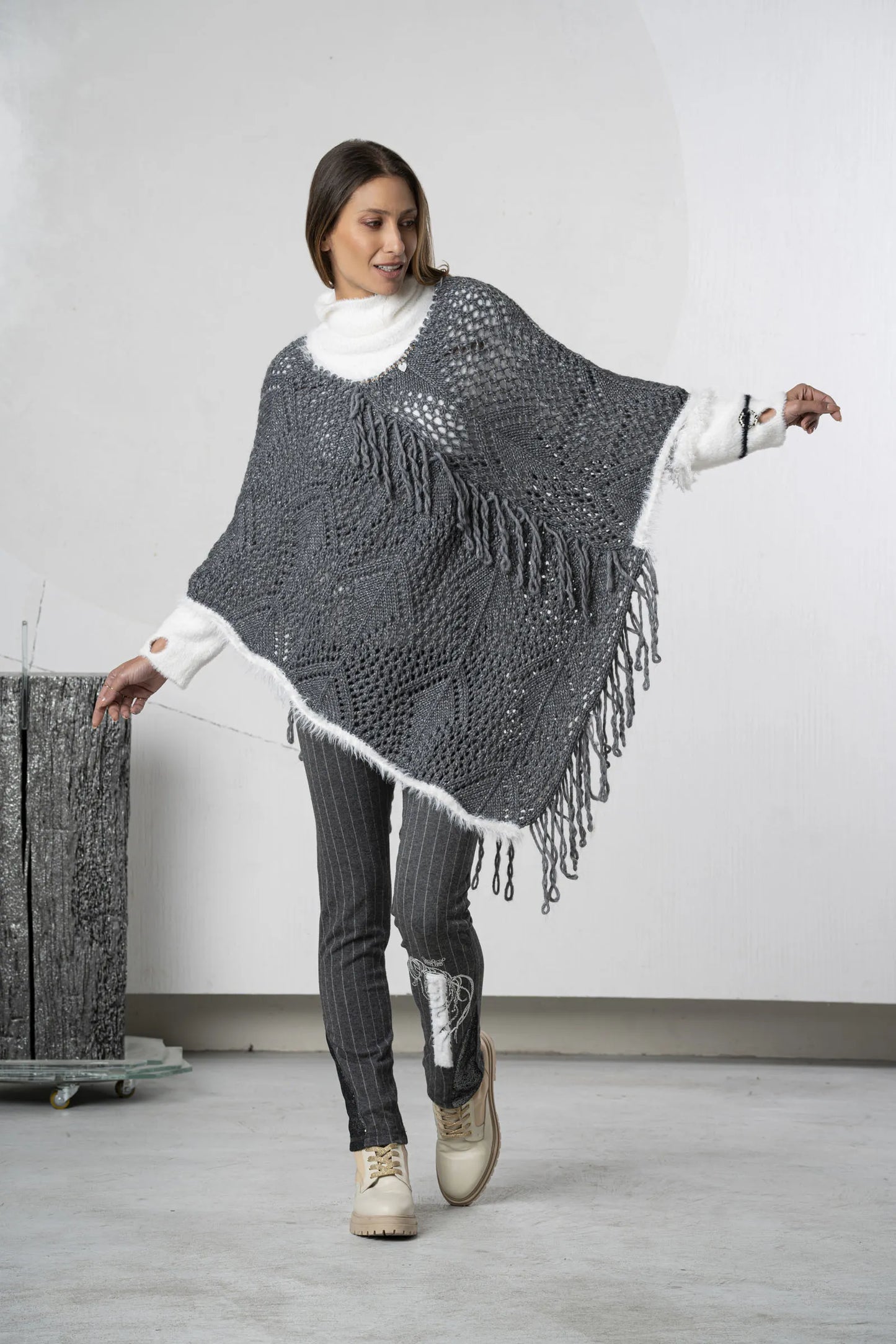 Anthracite gray perforated cape