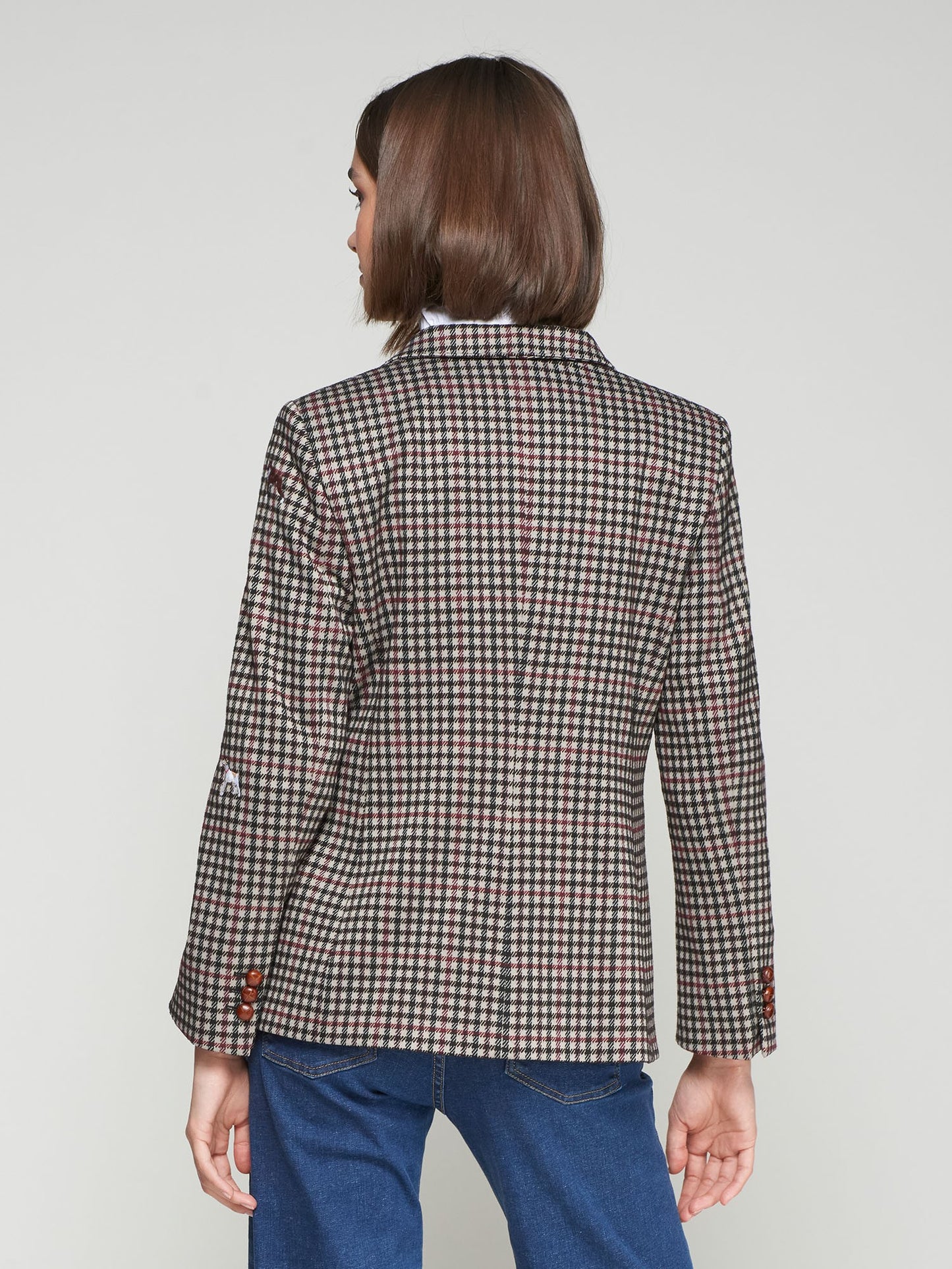 DOG-EMBROIDERED HOUNDSTOOTH PRINT BLAZER VILAGALLO