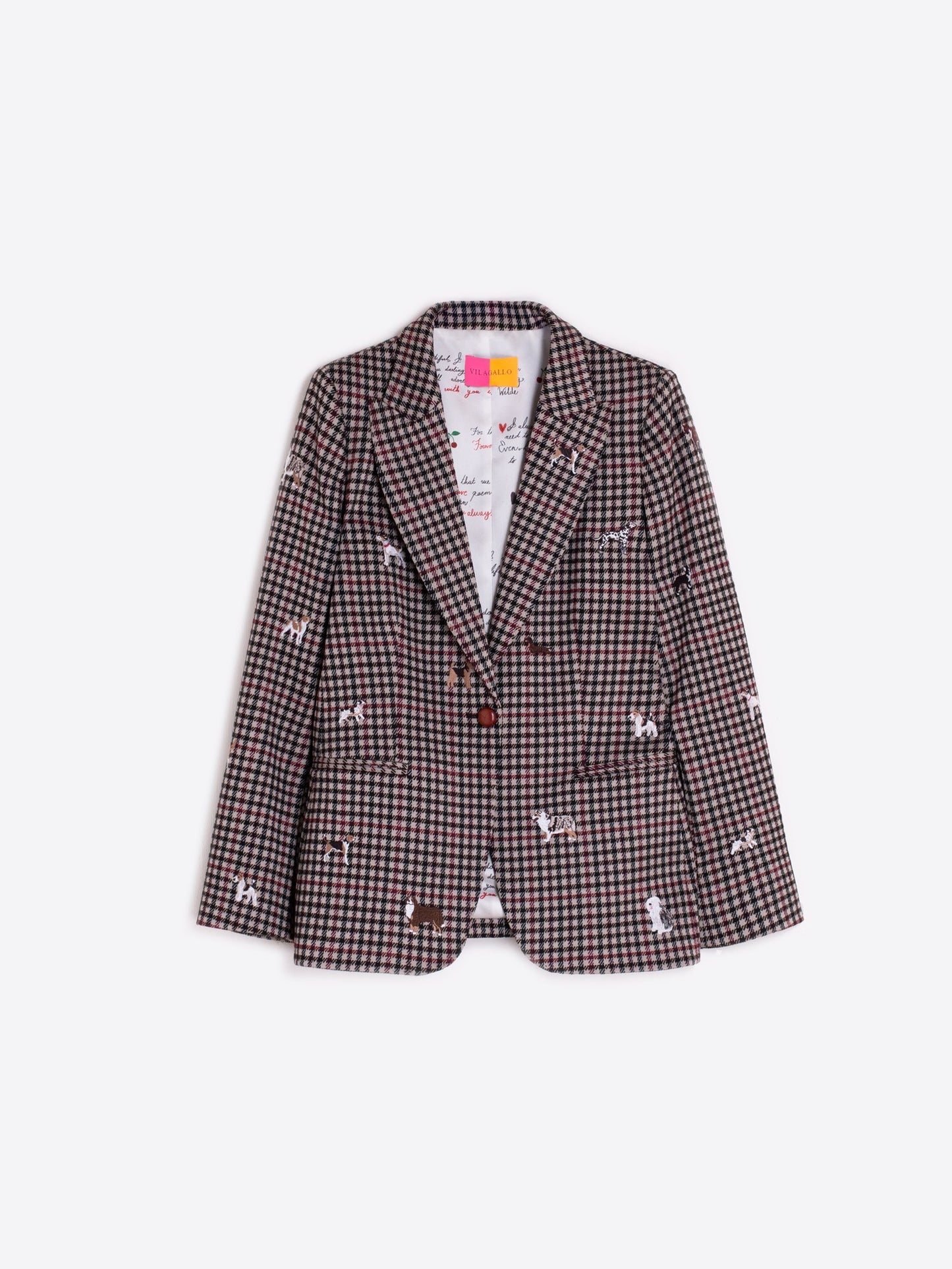 DOG-EMBROIDERED HOUNDSTOOTH PRINT BLAZER VILAGALLO