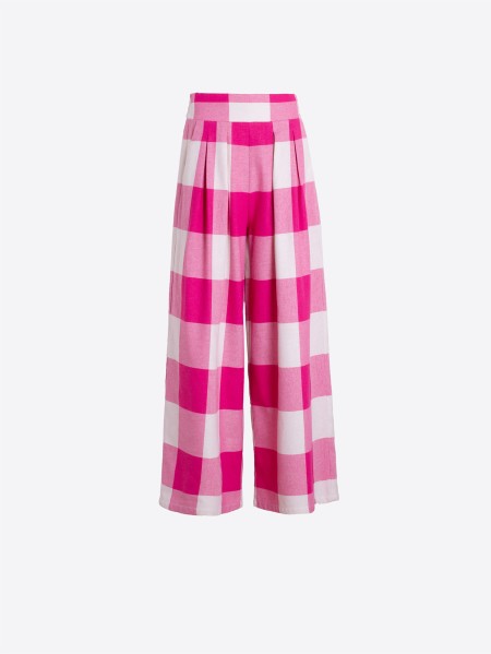 VILAGALLO 33210 - PINK AND WHITE CHECKED CULOTTE PANTS