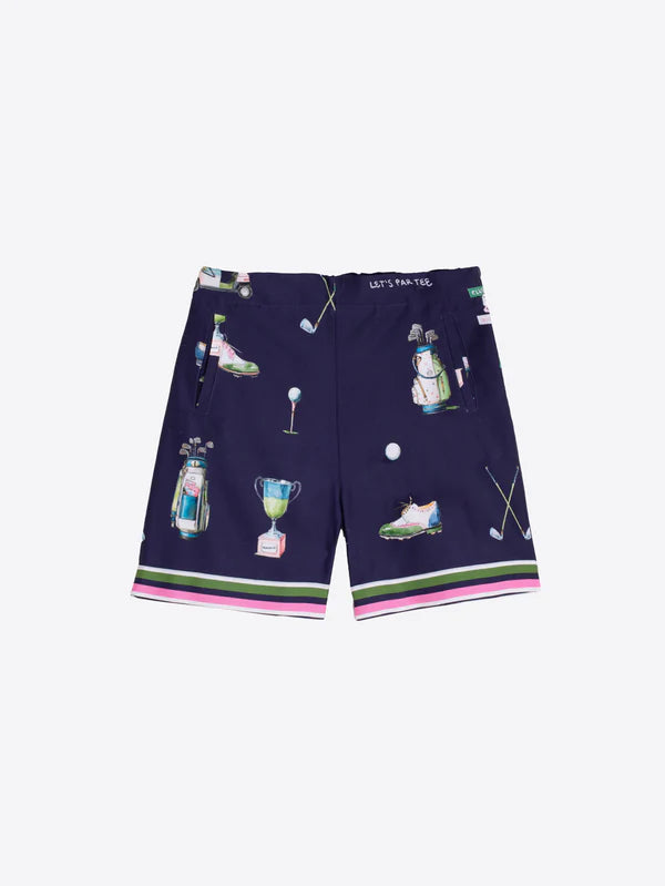 VILAGALLO NAVY BLUE GOLF PRINT SHORTS