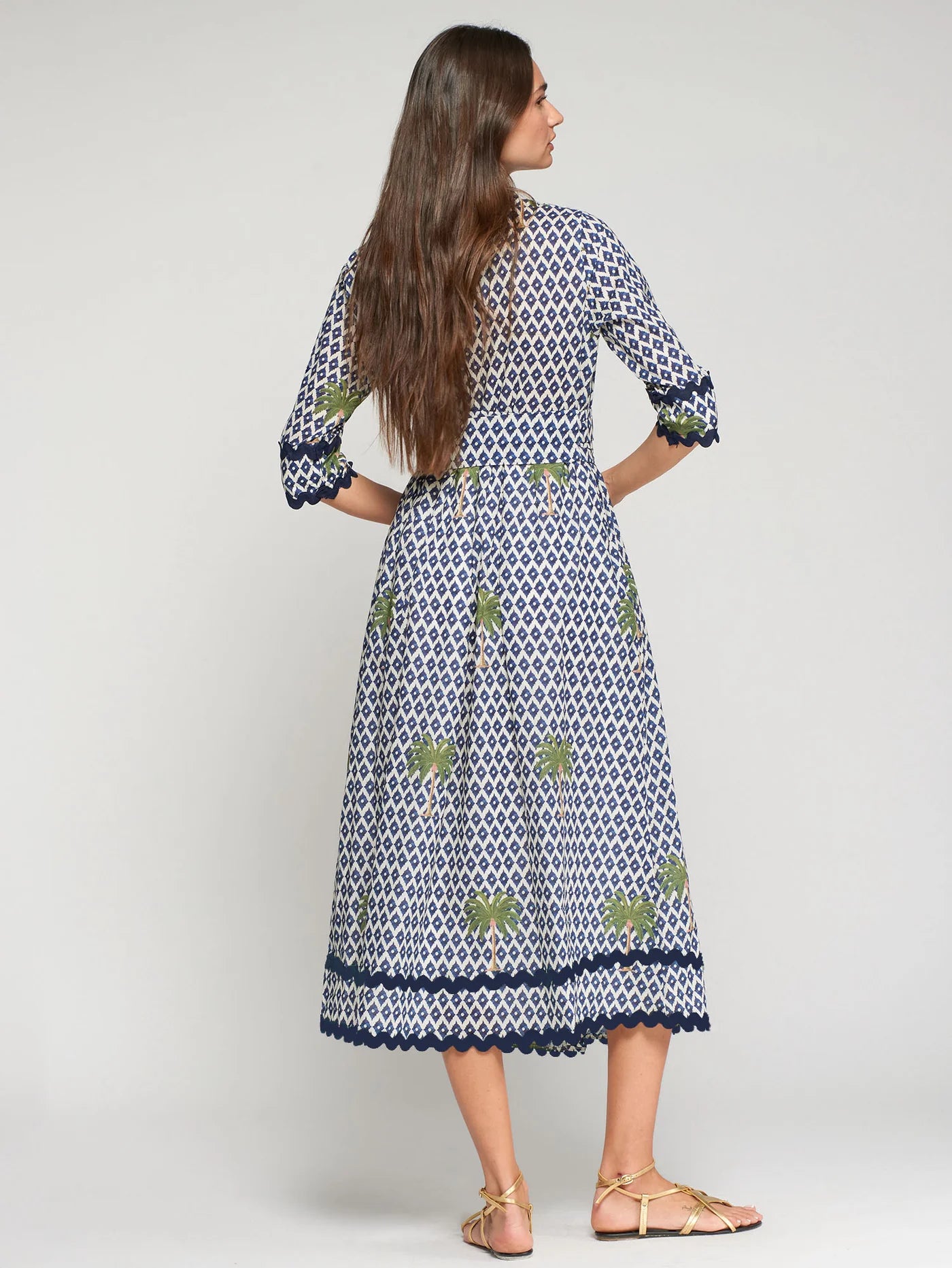 VILAGALLO IKAT DRESS PALM TREES