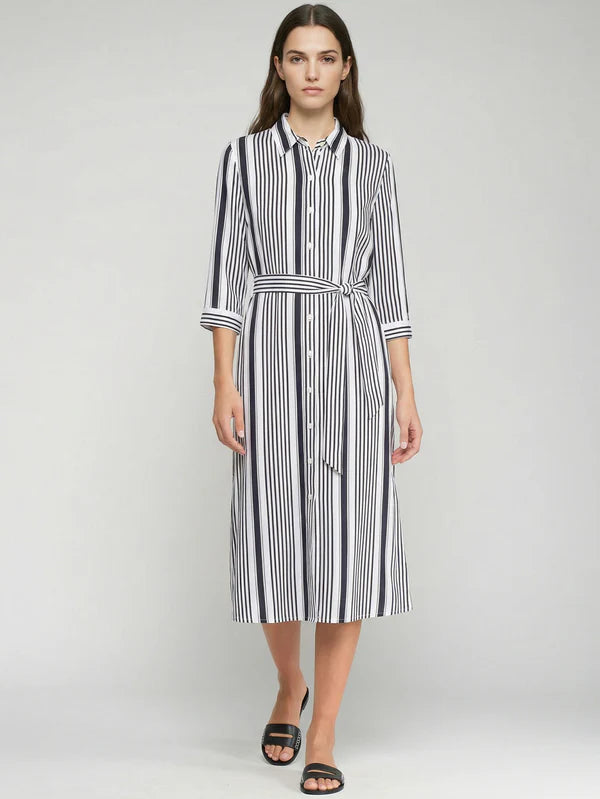 VILAGALLO BLACK STRIPED SHIRT DRESS DOLCE FAR NIENTE