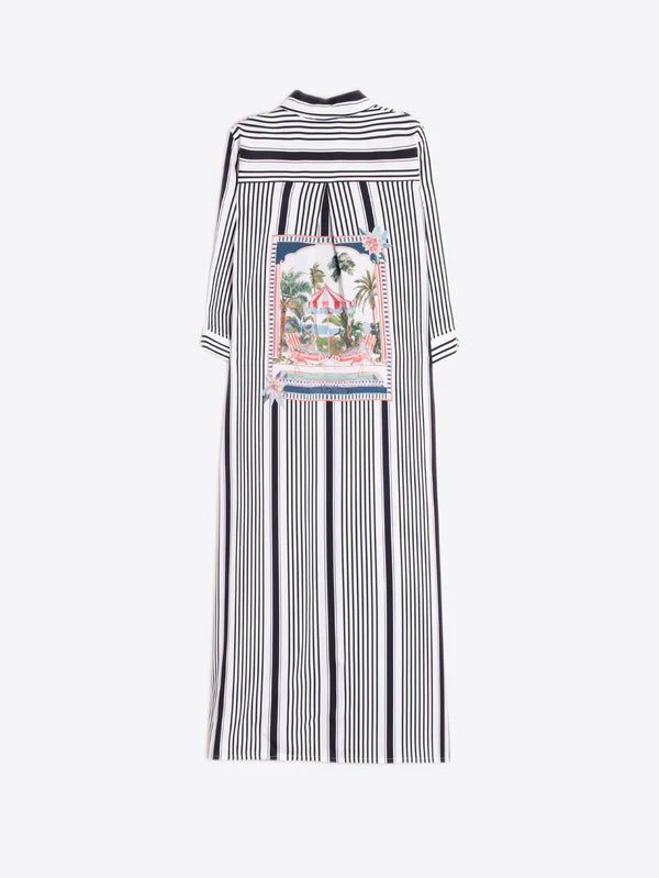 VILAGALLO BLACK STRIPED SHIRT DRESS DOLCE FAR NIENTE