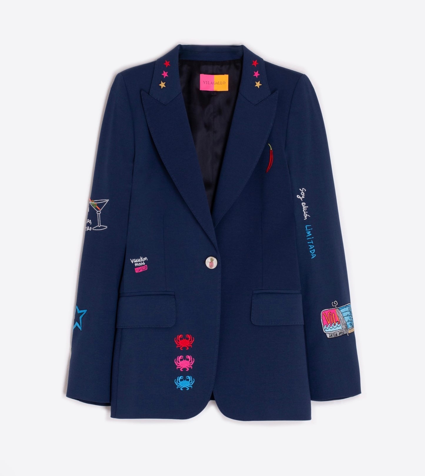 JACKET HEATHER EMB PUNTO ROMA AZUL MARINO 32416
