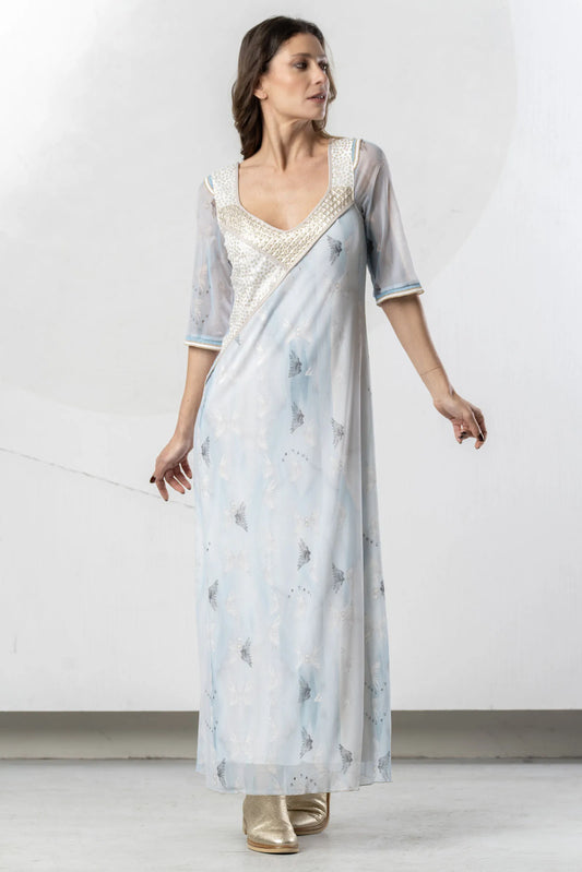 ELISA CAVALETTI Light blue long dress with sequins SKU: 2000013640062