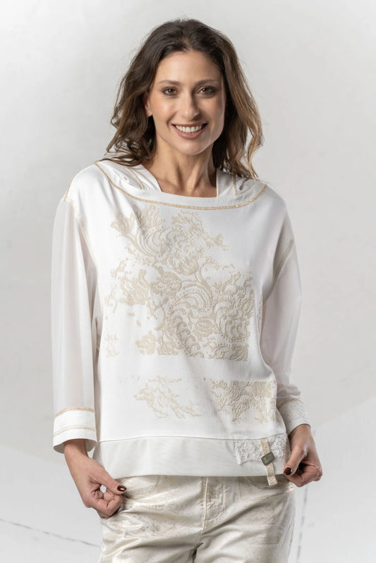 ELISA CAVALETTI Natural white blouse with ivory print