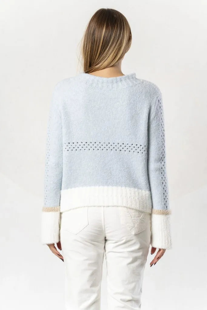Elisa Cavaletti Powder blue faux-fur sweater with embroidery