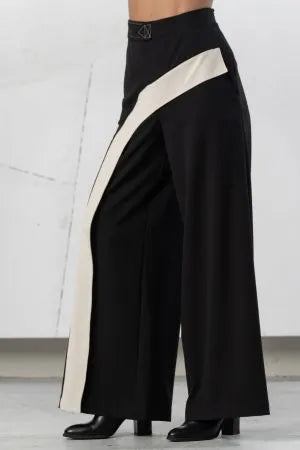 Elisa Cavaletti Black and ivory palazzo pants with crystals