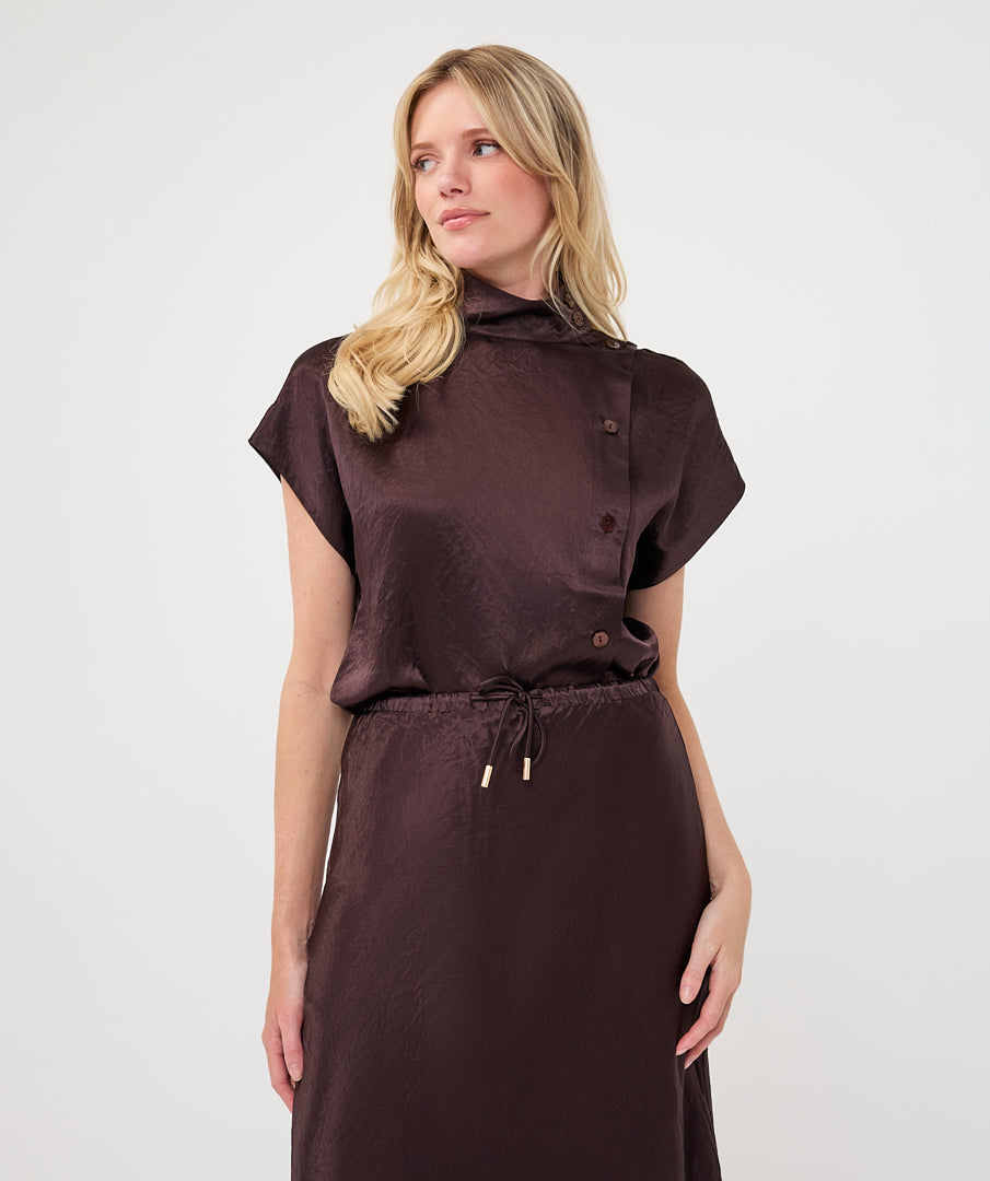 EsQualo Blouse wide buttons acetate