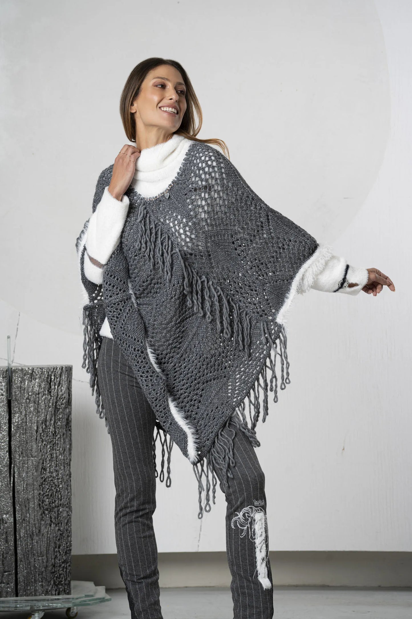 Anthracite gray perforated cape