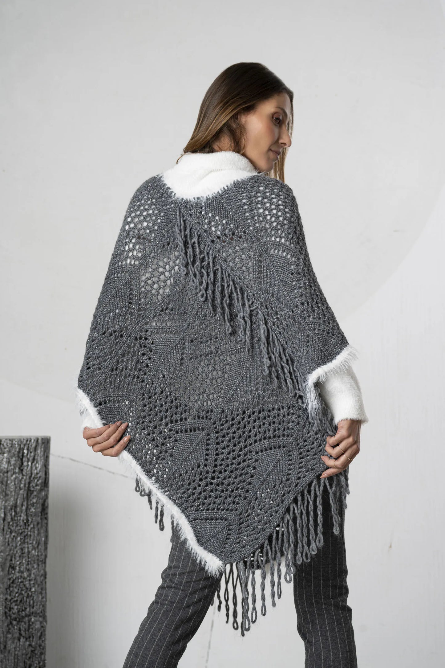 Anthracite gray perforated cape