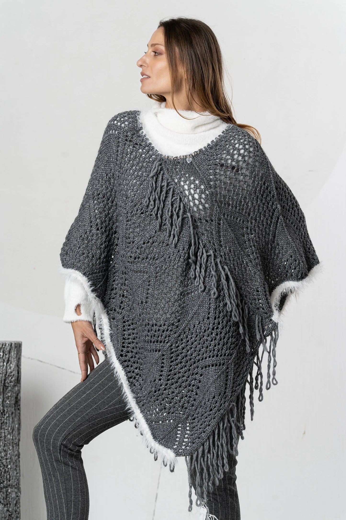 Anthracite gray perforated cape