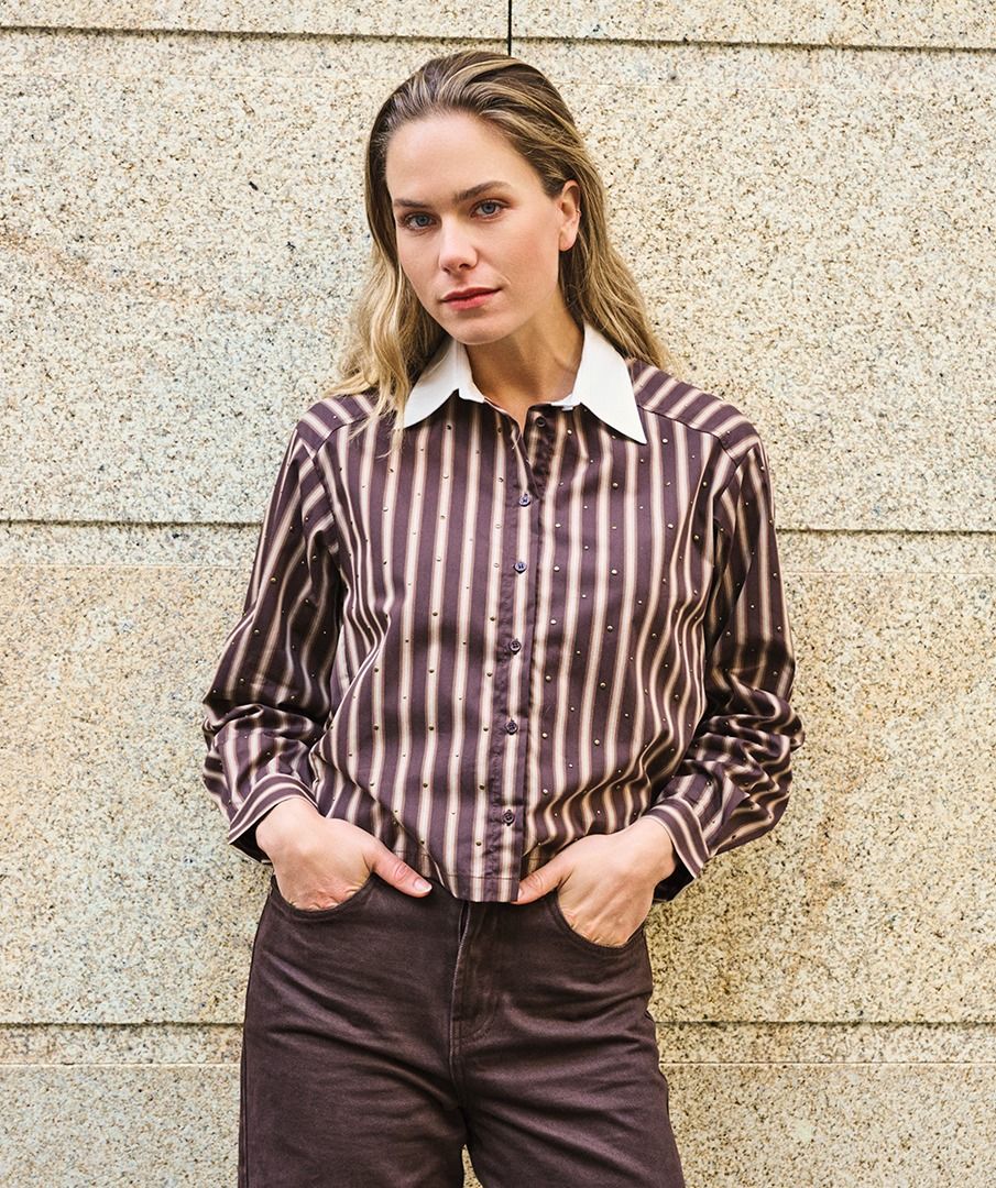 EsQualo Blouse short stripe studs