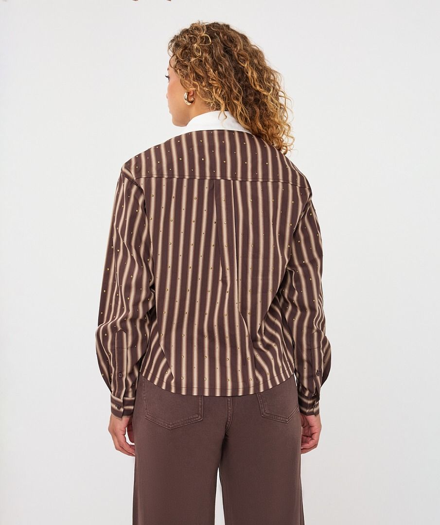 EsQualo Blouse short stripe studs