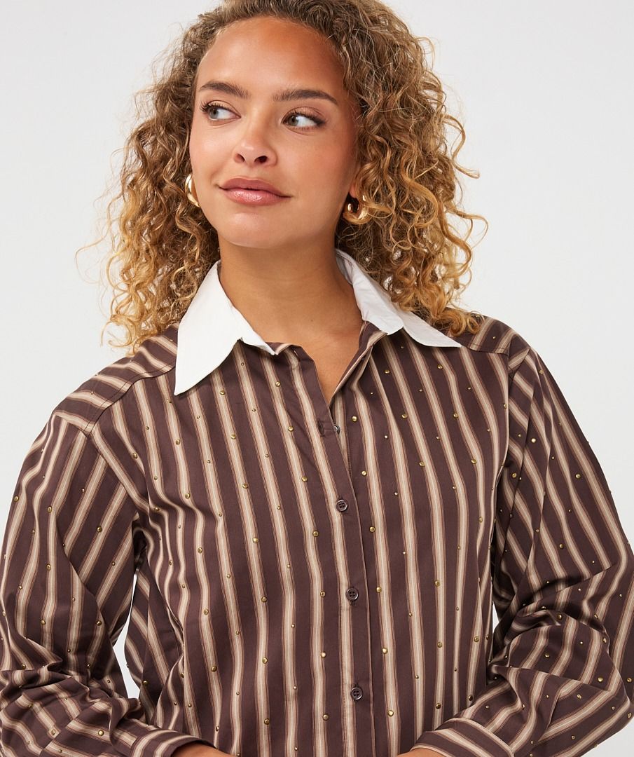 EsQualo Blouse short stripe studs