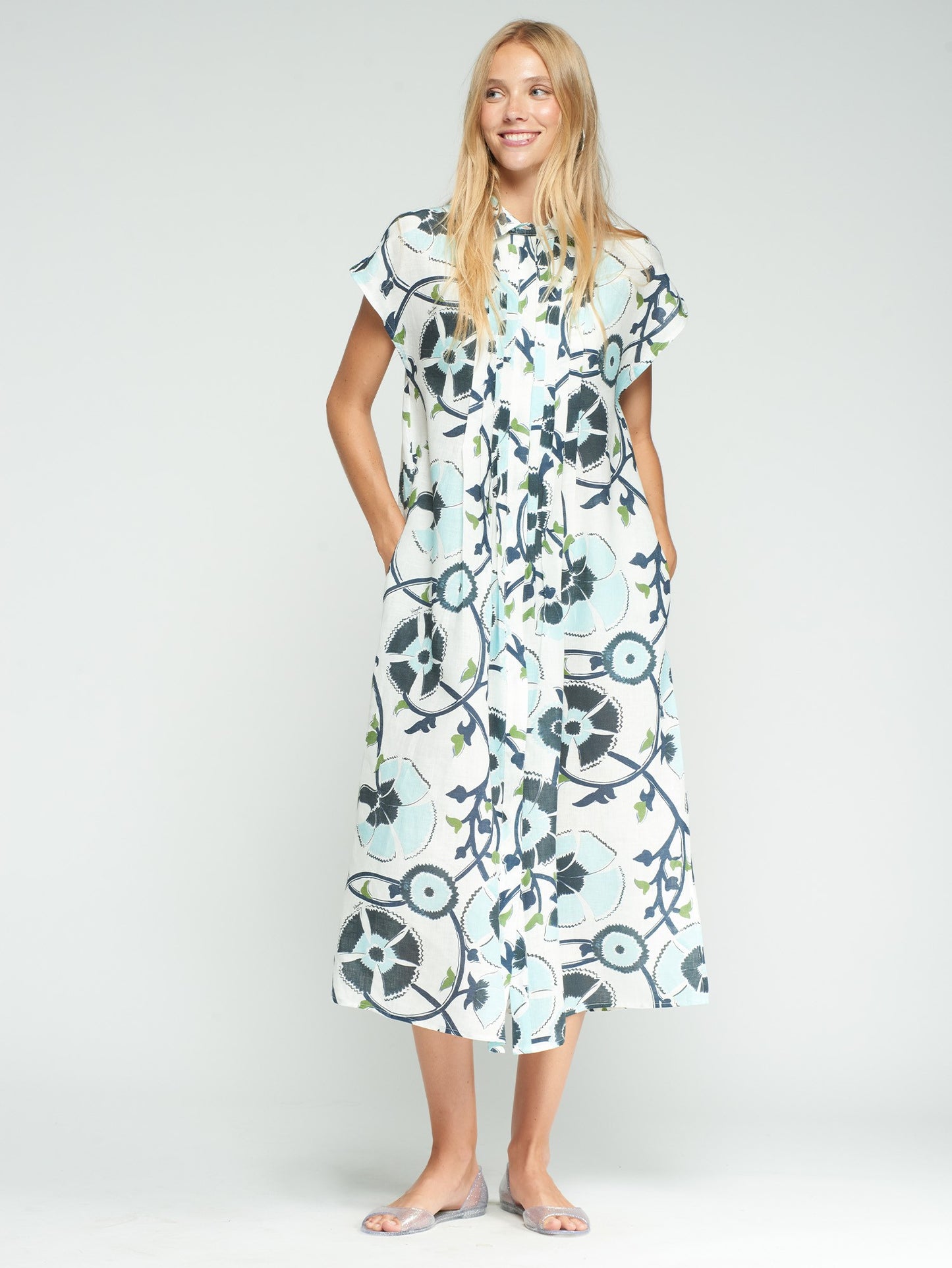 VILAGALLO 33357 - FLORAL PRINT SHIRT DRESS