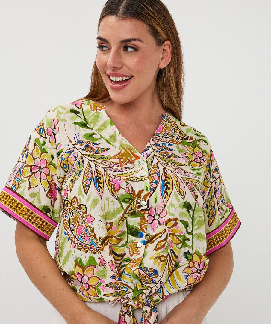 EsQualo Blouse knot Jungle print