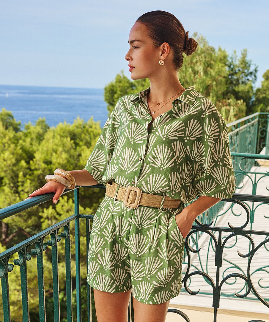 EsQualo Tropical Print Blouse