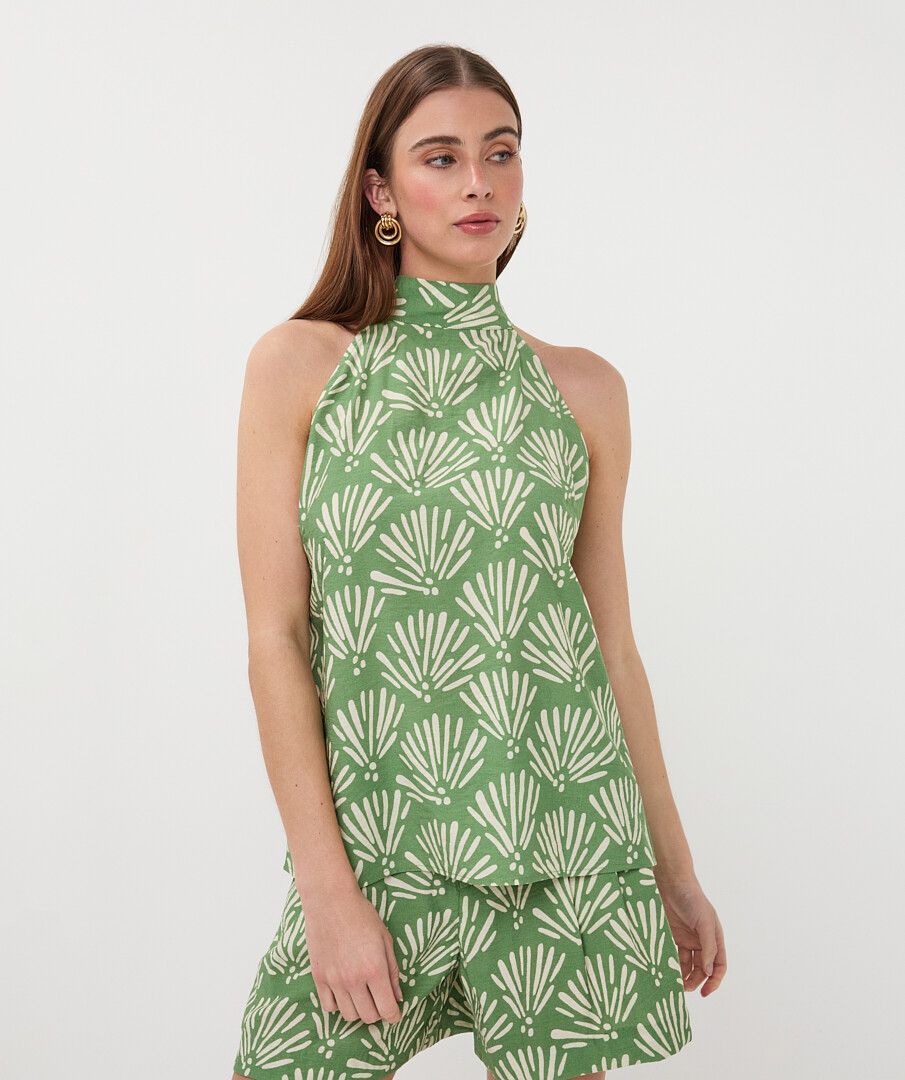 EsQualo Tropical Print Top