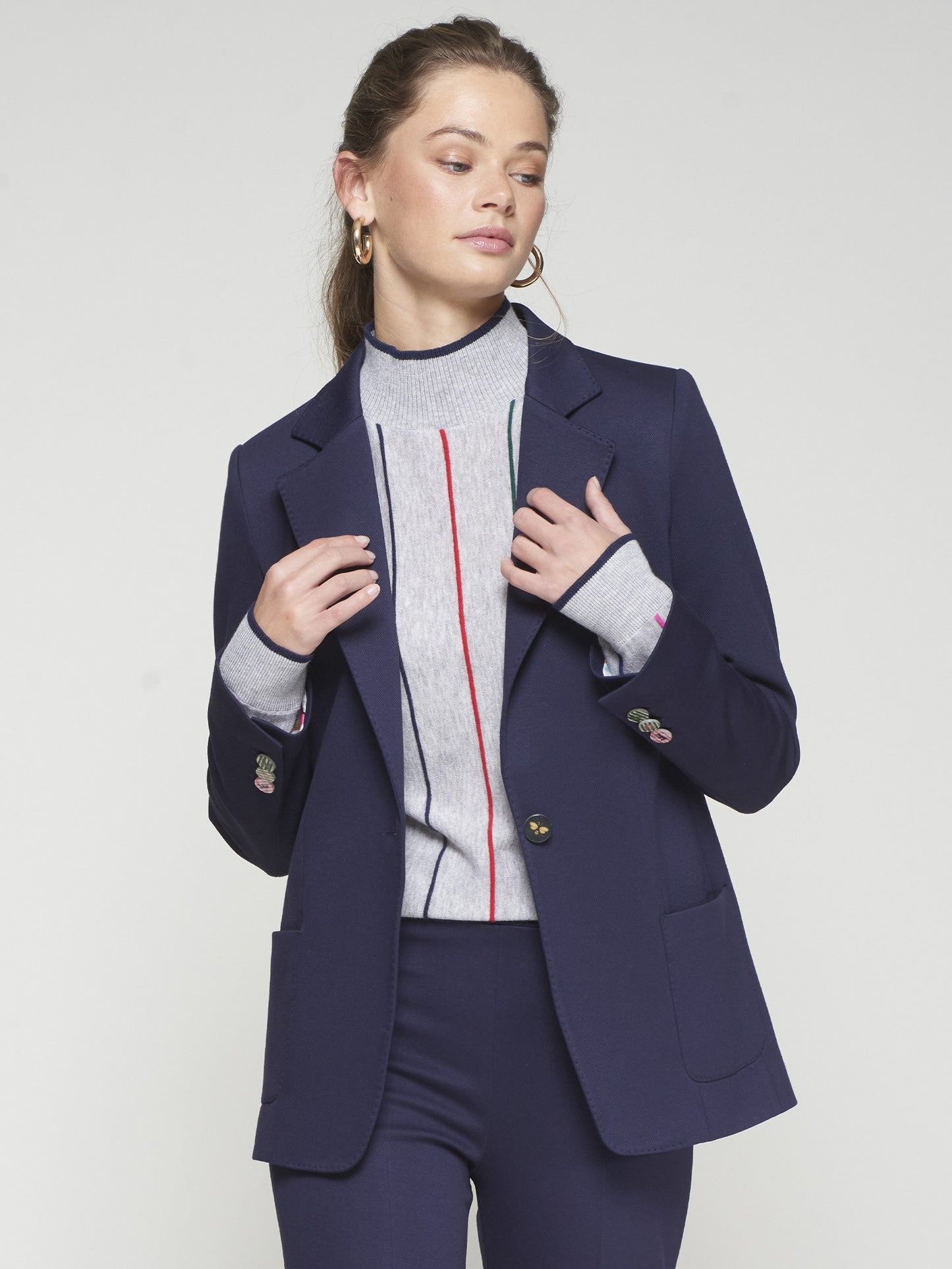 NAVY BLAZER FUN LETTER BUTTONS VILAGALLO