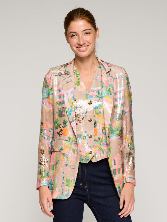 VILAGALLO 33555 - MULTICOLOR PRINTED SEQUIN BLAZER