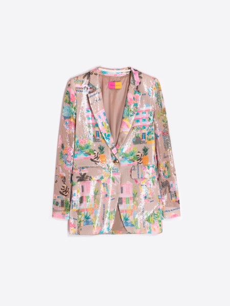 VILAGALLO 33555 - MULTICOLOR PRINTED SEQUIN BLAZER