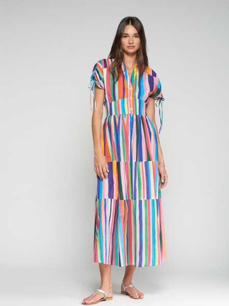 VILAGALLO 33296 - MULTICOLOR STRIPED DRESS