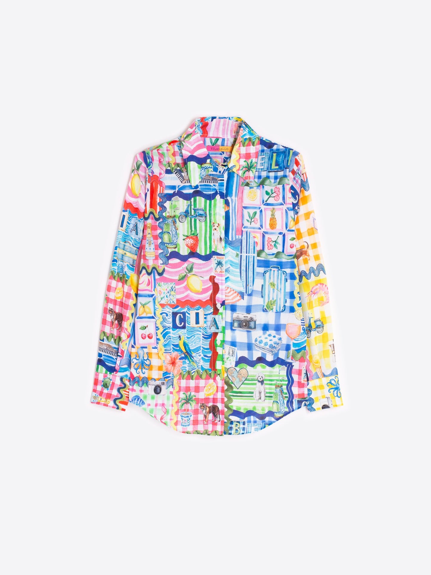 VILAGALLO 33431 - MULTICOLOUR PATCHWORK PRINT SHIRT