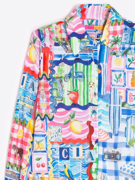 VILAGALLO 33431 - MULTICOLOUR PATCHWORK PRINT SHIRT
