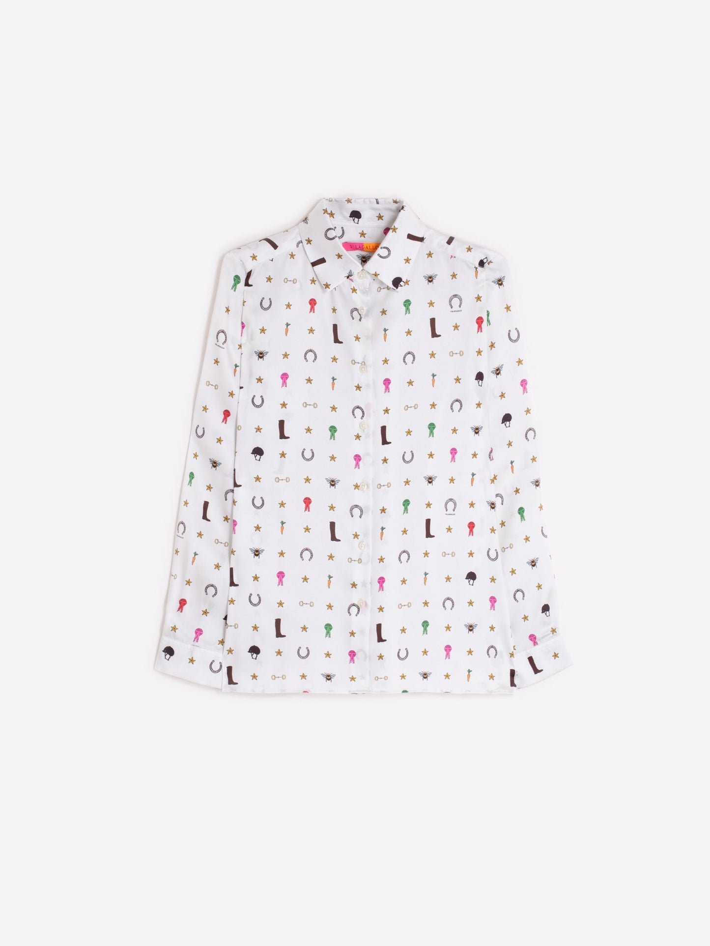 ECRU SHIRT WITH EQUESTRIAN PRINT