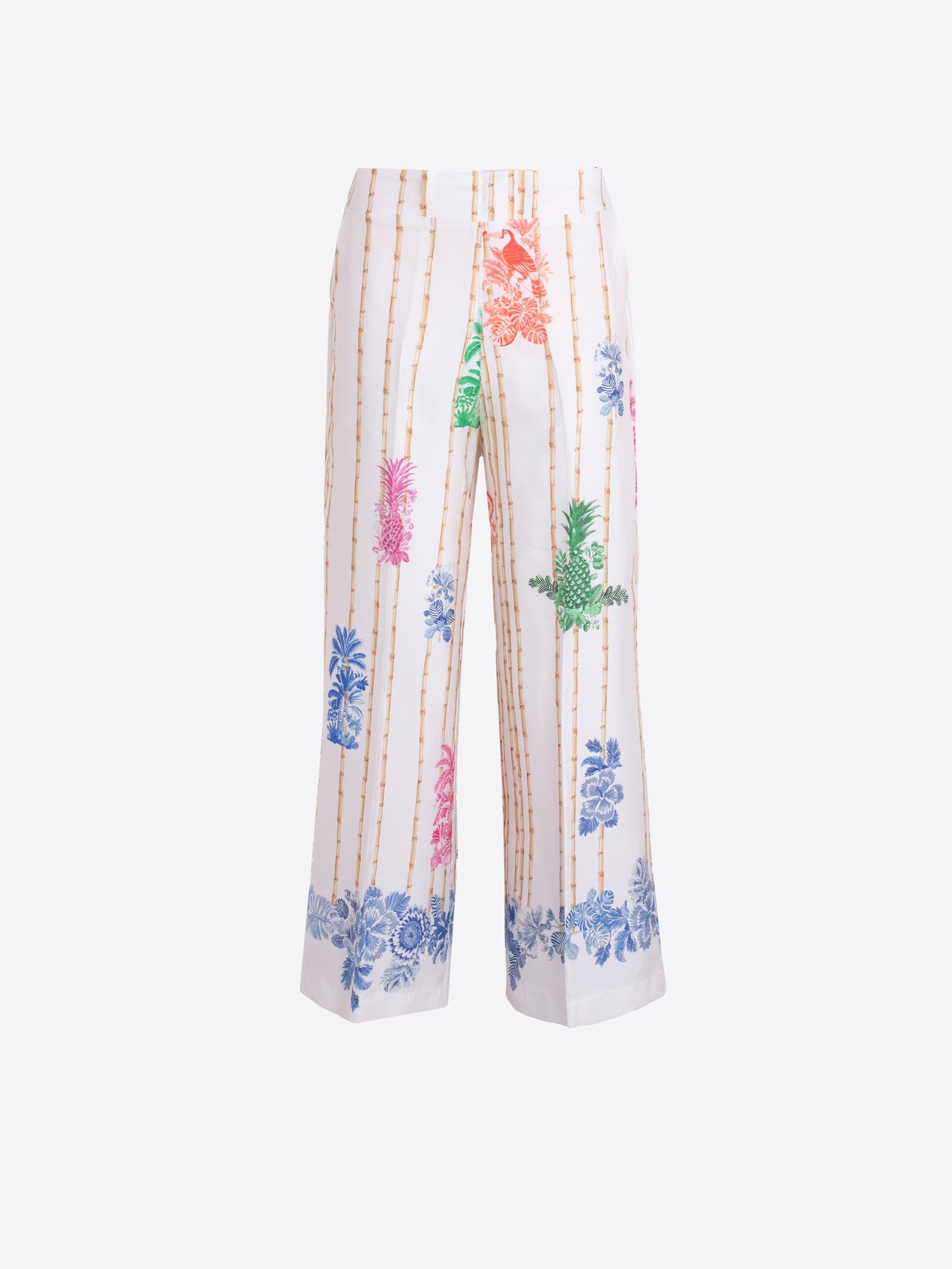 VILAGALLO 33652 - TROPICAL PRINT WIDE-LEG PANTS WITH BAMBOO PATTERN