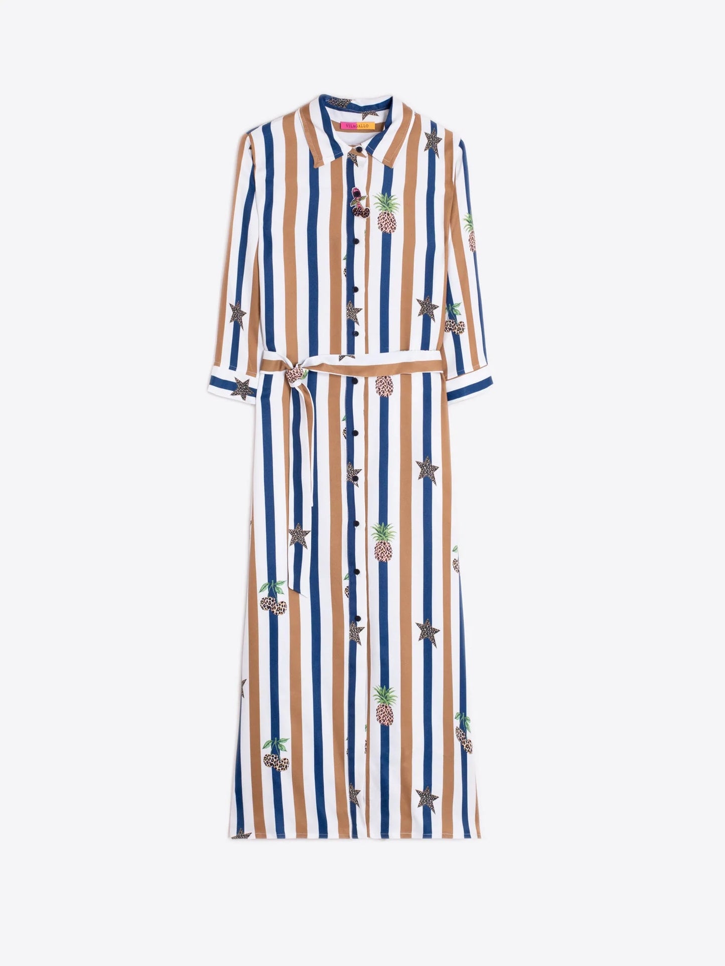 VILAGALLO CHERRY & STRIPE DRESS