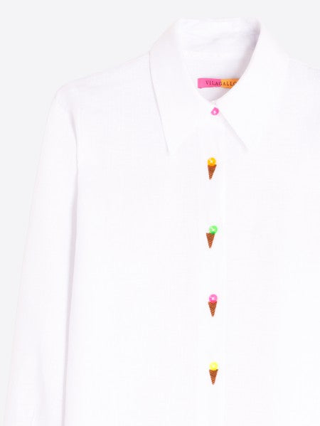 VILAGALLO 33209 - WHITE SHIRT WITH EMBROIDERED ICE CREAMS
