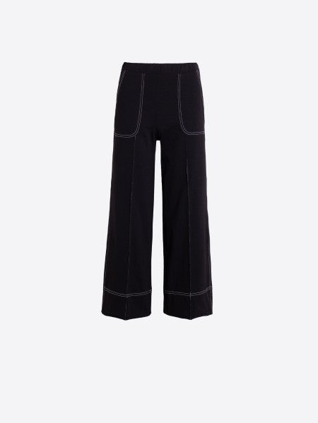 VILAGALLO 33273 - WIDE-LEG BLACK TROUSERS WITH CONTRAST STITCHING
