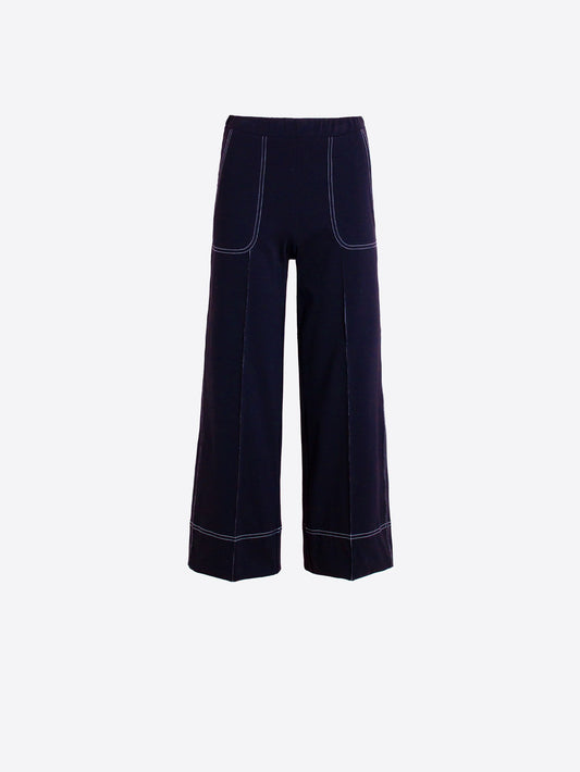 VILAGALLO 33275 - WIDE-LEG NAVY TROUSERS
