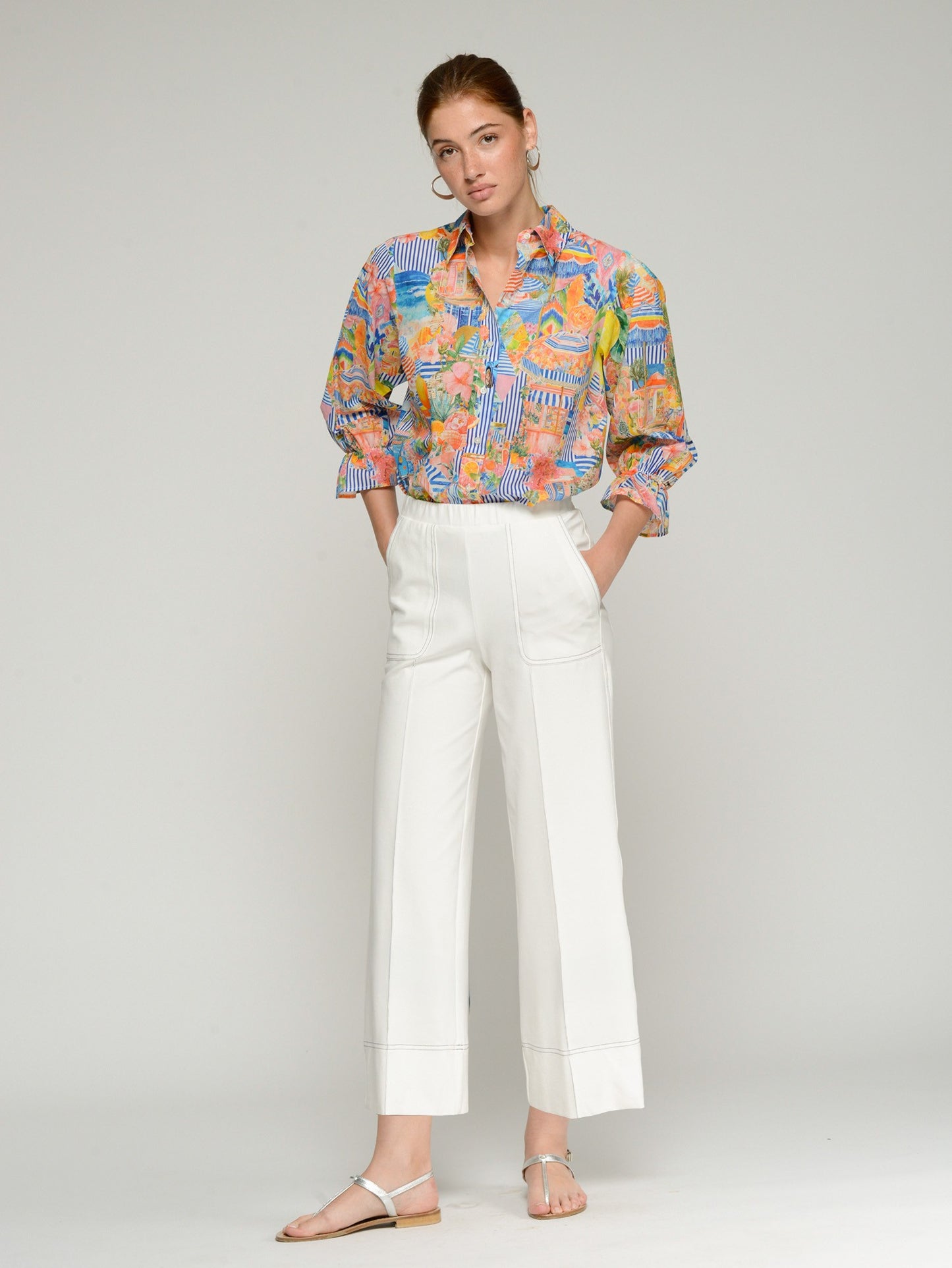 VILAGALLO 33276 - WIDE-LEG WHITE TROUSERS